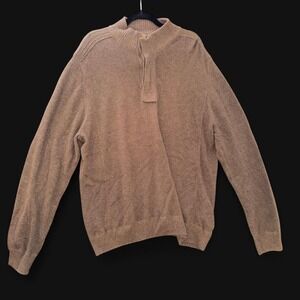 Alex Cannon Men's XL Brown 100% Cotton Quarter Zip Mock Neck Sweater